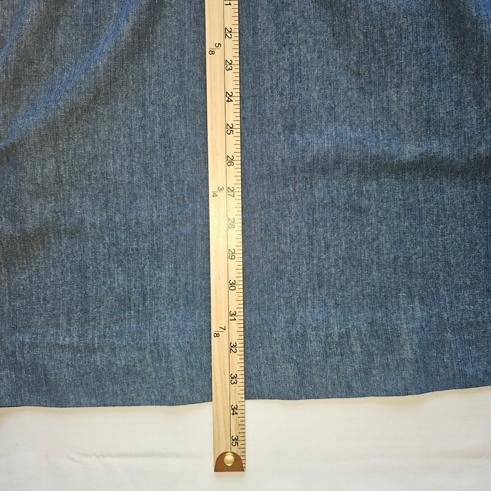 Pomander Place Chambray Claiborne Dress Ruffle Neck Gold Button Medium Size S - Picture 8 of 15